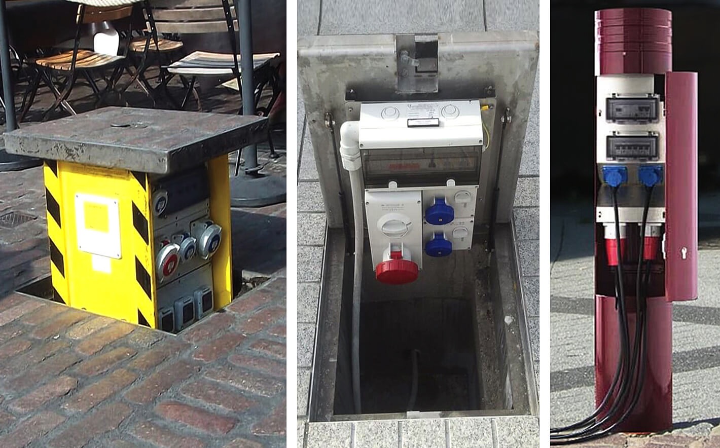 Side by side image of pop up power units